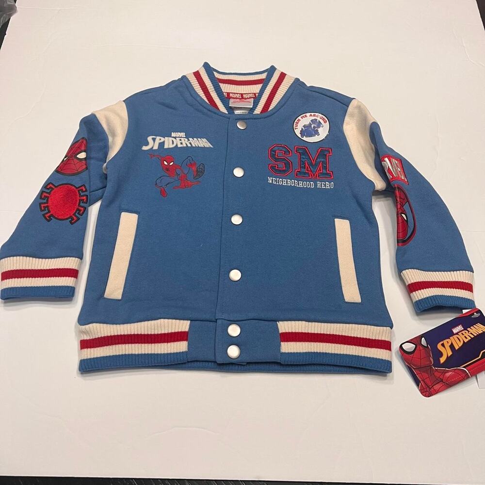 Marvel spiderman blue varsity jacket